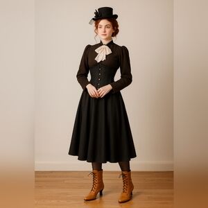 Victorian Steampunk Lace-Up Boots Women's Gothic Edwardian Cognac Brown